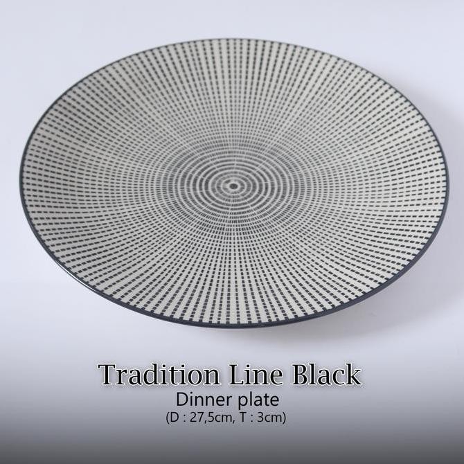 Berkualitas  Tradition Line Black Dinner Plate/Piring Makan Keramik/Maincourse Plate