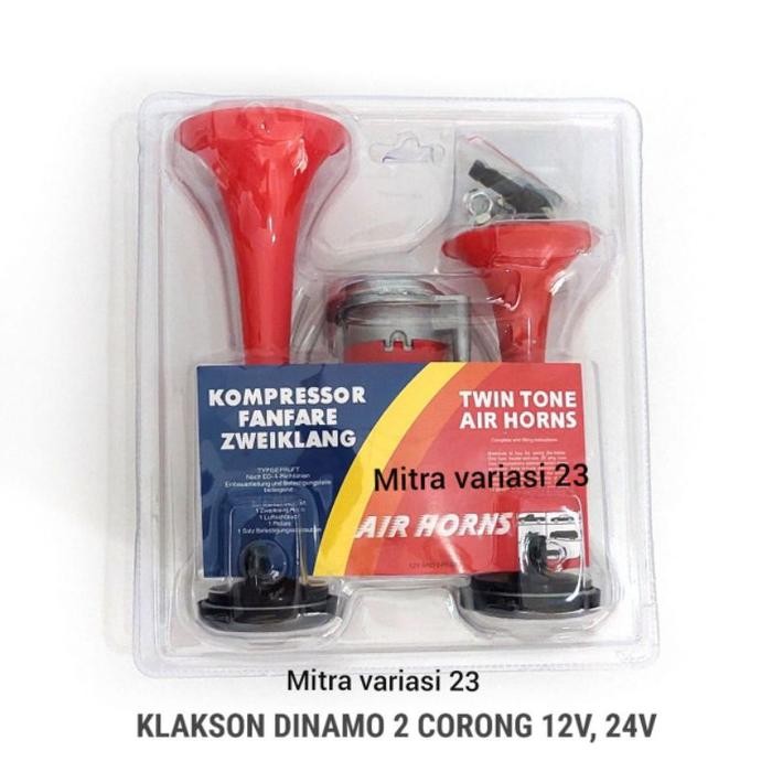 (Allthebest) klakson 2 terompet dinamo klakson dinamo 2 corong klakson dinamo 12V