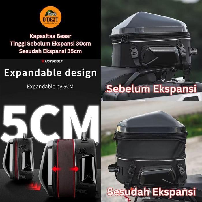 Motowolf Mdl 0705B Tail Bag Motowolf Tas Helm Tas Belakang Seat Bag Motor Waterproof Touring Multifu