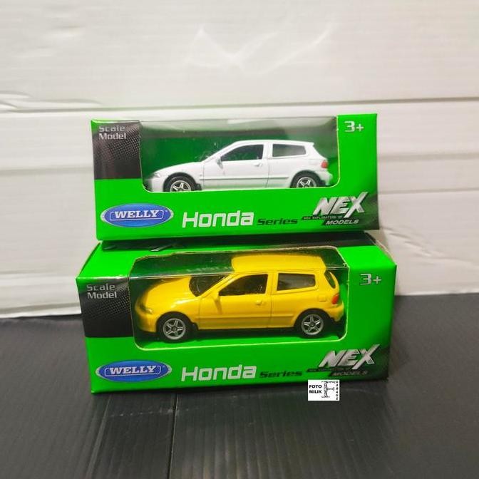 TERLARIS Welly Nex Honda Civic Estilo EG EG6 White Yellow Putih Kuning Skala 64 1/64