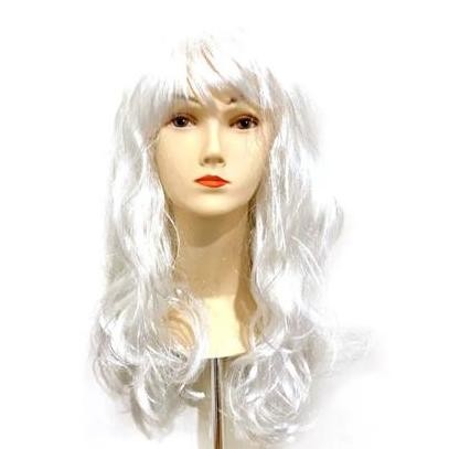 WIG WARNA PUTIH PANJANG KERITING COSPLAY ZEUS SANTA