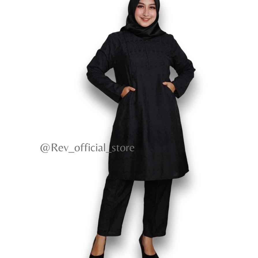 Baju Umroh Wanita Satu Set Hitam Full Bordir Baju Ihram Wanita