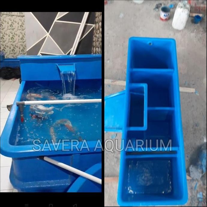Terbaru BAK FIBER KOTAK 235x150 DENGAN FILTER ATAS / kolam karantina ikan fibr Murah