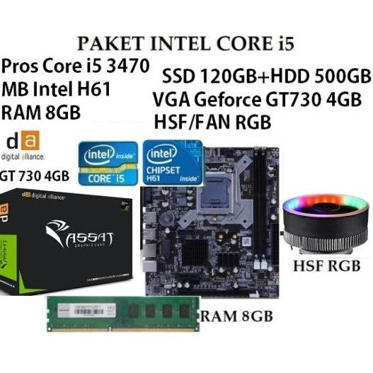 Paket Board Prosesor Corei5 3470/ Vg304Gb/Ram8Gb/Hdd500Gb New Stok