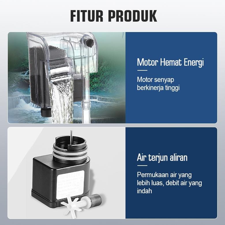 qw-45 dgf-4 3 in 1 Filter Air Aquarium Gantung 3W 250L/Jam Penyaring Akuarium Aquascape Premium Mura
