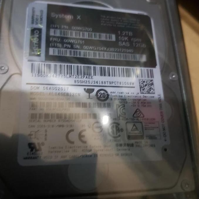 ready HDD Lenovo 1.2TB 10K 12Gbps 2.5 G3HS harddisk 00WG700 00wg701