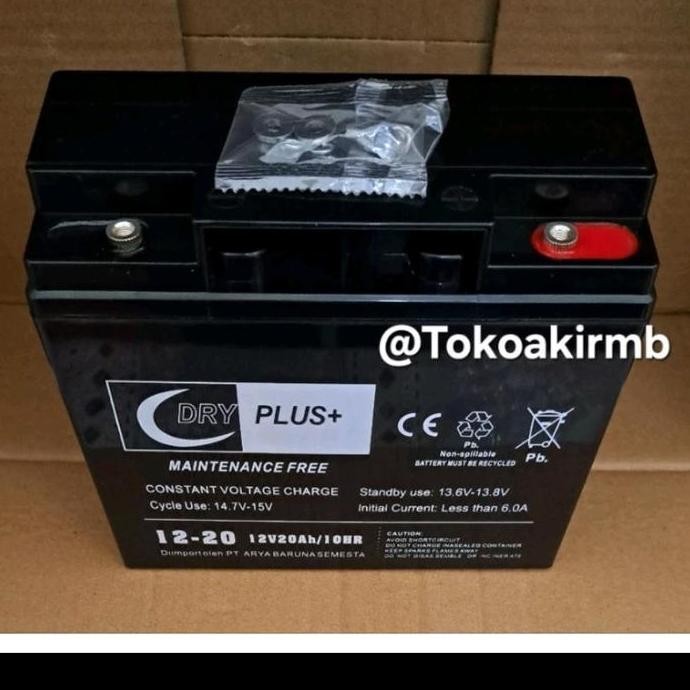 BEBAS ONGKIR - Aki (12volt/20ah), Aki Gengset, (aki kering), DRYPLUS(18*7*17) /(5 kg)