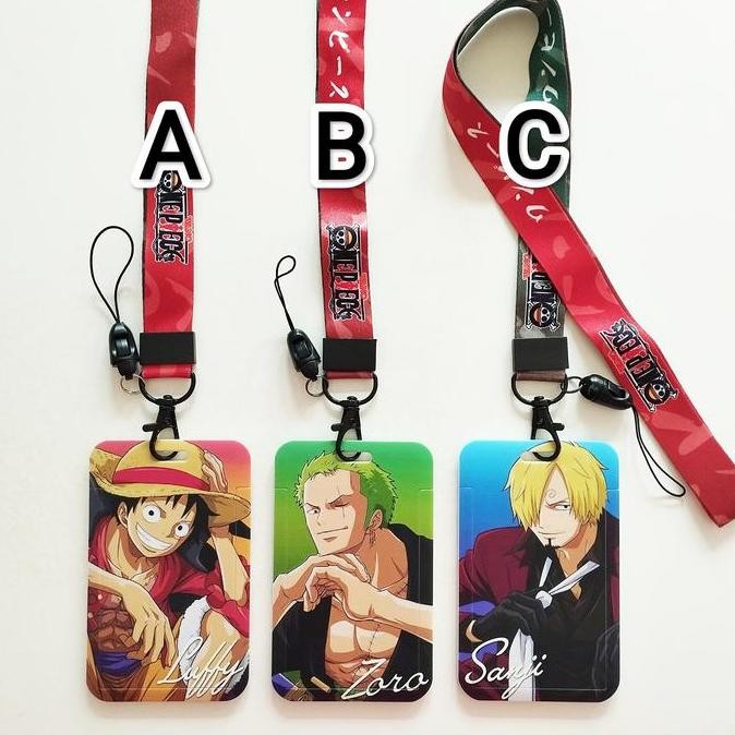 

READY One Piece Anime ID Card Holder Lanyard 2 Luffy Zoro Sanji Law Shanks NEW
