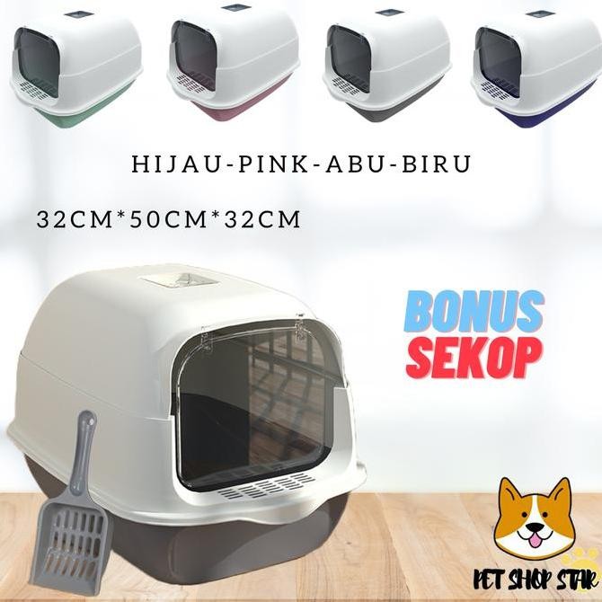 CAT LITTER BOX TOILET LARGE BAK PASIR KUCING BESAR TERTUTUP OTOMATIS