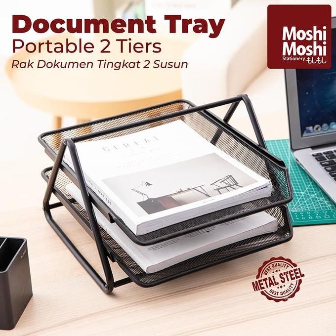 

READY Document Tray Desk Storage Rak Kertas File Dokumen 2 Susun Jaring Besi NEW