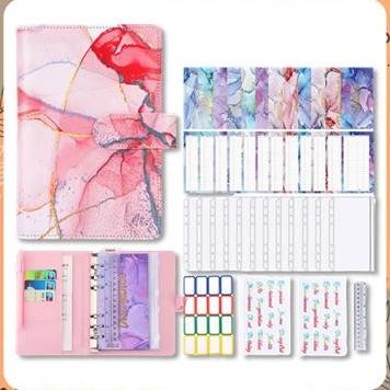 

READY Binder A6 Buku Agenda Notebook Motif Marmer Exclusive Zipper Bahan PU Leather Biru Pink Amplop Paper Stationery NEW