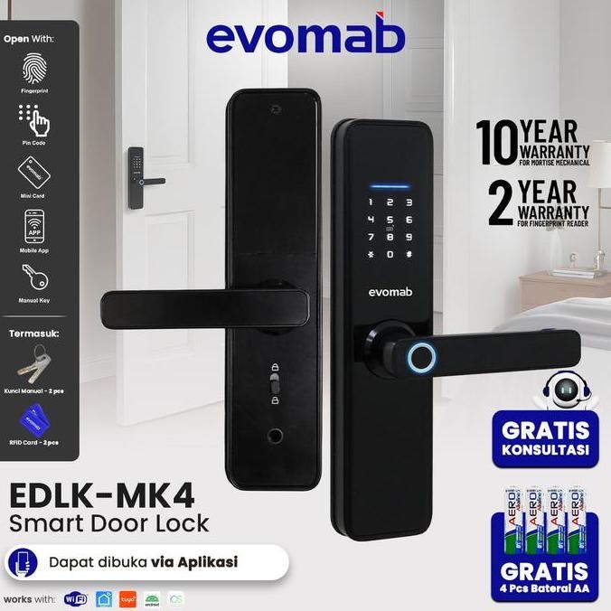 Evomab Kunci Pintu Digital Wifi Smart Lock Iot Smart Home Edlk-Mk4