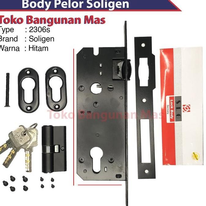 Body Pelor Soligen 2306S Hitam / Body Kunci Pelor Pintu Tarung Kupu