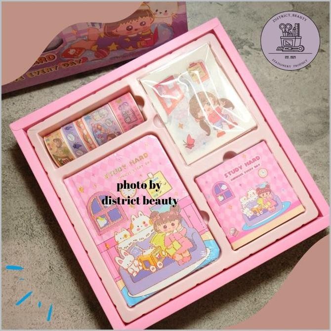 

READY JURNAL 4 IN 1 KODE S001 STUDY HARD SET ALAT TULIS MINI CUTE TERLENGKAP NEW