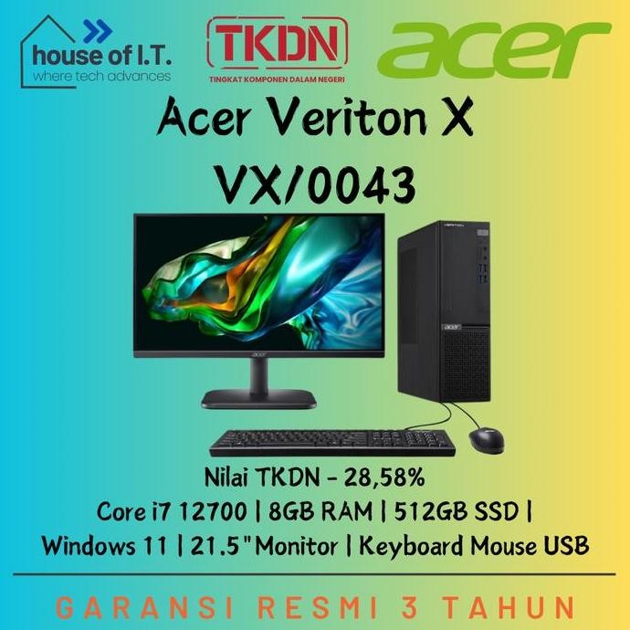 Pc Tkdn Acer Veriton X I7 12700 Tkdn Pc Acer Vx/0043 - Acer Veriton X Vx/0043 - Resmi 3 Tahun New St