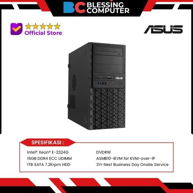 Pc Server Asus Ts100 E11/Pi4 16Gb 1Tb Dvdrw Black New Stok