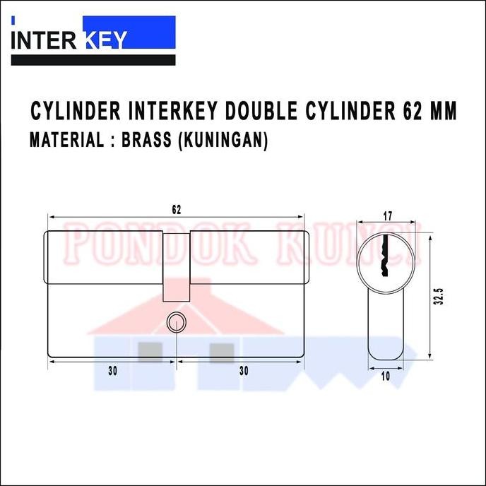 Cylinder Interkey Dc 62 Mm Silinder Kunci Pintu Us 10 Pintu Kaca