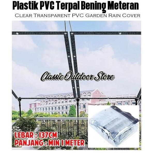 Tirai Plastik Bening Penahan Air Hujan / Krei PVC Outdoor Meteran