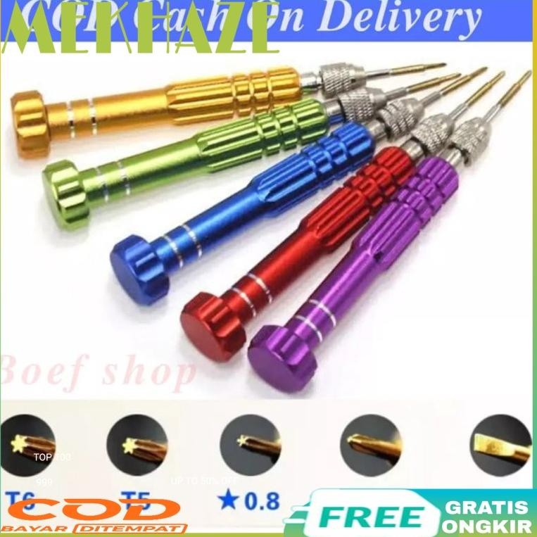 Premium ALAT SERVICE HP Obeng Hp  Lengkap 5 in 1 isi 5 Buat Buka Handphone Universal Semua hp & VAPE