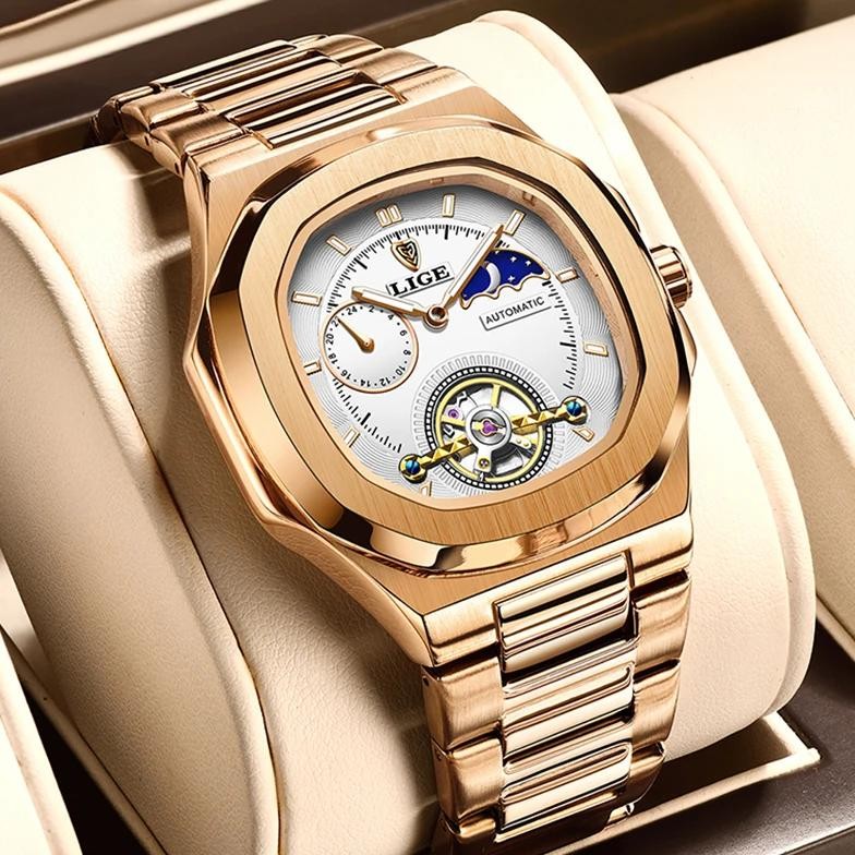 LIGE Original Brand Luxury Men's Mechanical Wristwatches Fashion Business Watch Men Military Waterpr