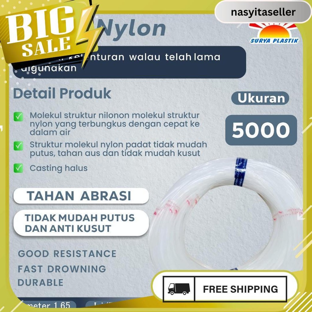 Senar Cap Ikan Kakap  Ukuran 5000 (140)  Per Roll /Tali Senar Pancing / Senar Layangan Meledak