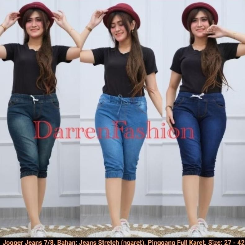 New - Celana Jogger Jeans 7/8 Untuk Wanita Dewasa . Celana Pendek Jogger Murah . Jogger Jeans 7/8