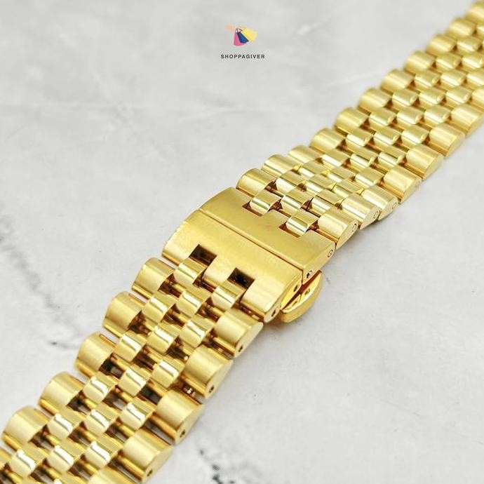 Premium Jubilee Strap Tali Stainless Steel Classic Silver Gold Black Series Clasp Butterfly 18MM 20M