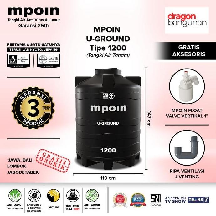 Terlaris Toren / Tangki Air Tanam Mpoin U-Ground 1200 Mpoin Uground 1200