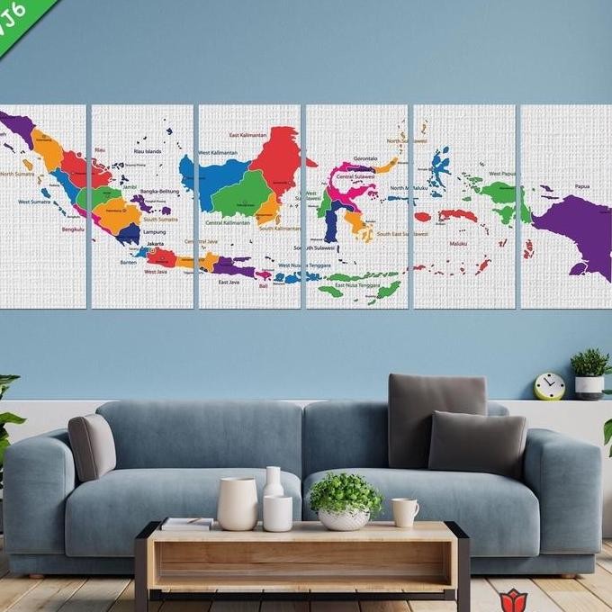 PAJANGAN DINDING DEKORASI RUMAH SERI PETA INDONESIA 90X30CM 6PCS JUMBO/ PETA INDONESIA/ PETA/ MAP/ H