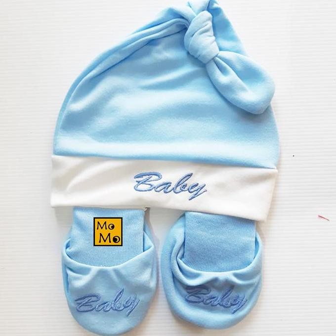 Premium  Okiyo Topi Set Sepatu Motif - Topi Bayi Perempuan Set