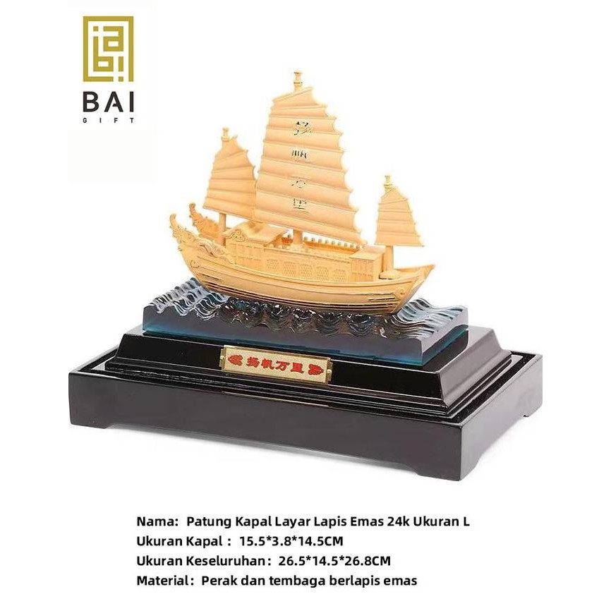 Patung Pajangan Kapal Layar Lapis Emas Krystal Hadiah Premium Miniatur Kapal Kualitas Terbaik Harga 