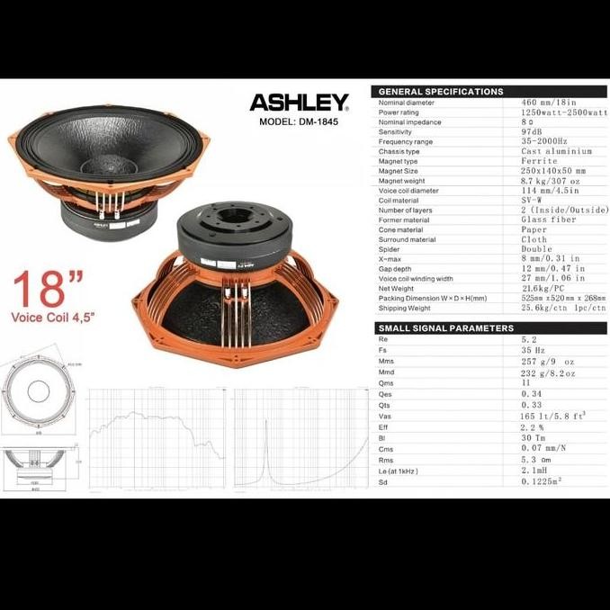 SPEAKER KOMPONEN ASHLEY DM1845 DM 1845 ORIGINAL 18 INCH DOUBLE MAGNET ORIGINAL DAN TERPERCAYA