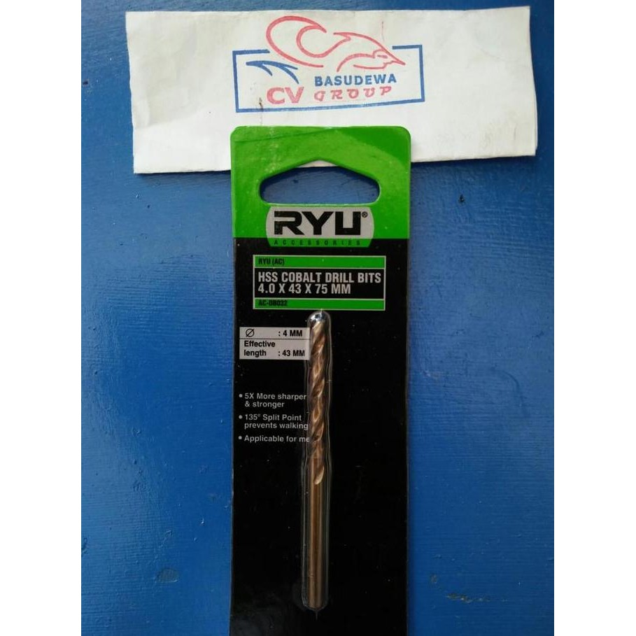 Mata Bor Besi Ryu Cobalt 4 Mm / Hss Cobalt Drill Bits 4Mm