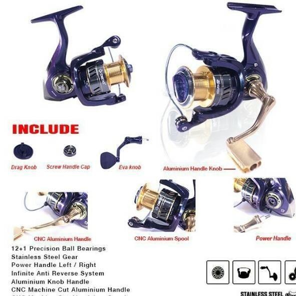 Reel Daido Iguana Spin 12 Bearing Ukuran 1000 Sampai 6000 Power Handle #Gratisongkir