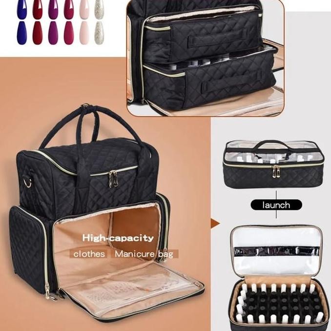 Tas Nail art Home Service nail art bag - Multifungtion backpack rael with pouch - - Tas Makeup Trave