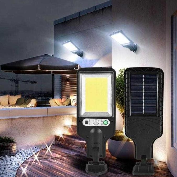 Lampu taman jalan dinding outdoor tenaga surya sensor dengan remot