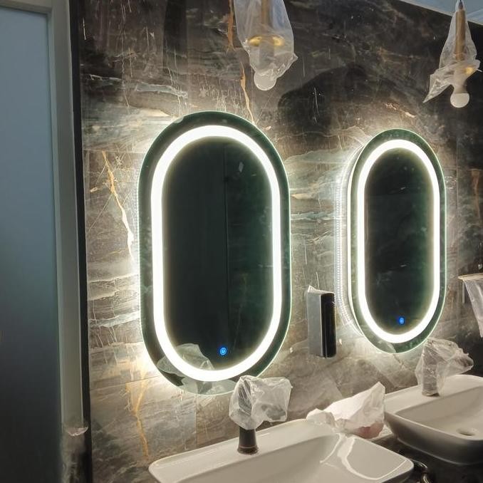 Cermin LED Touchscreen Oval