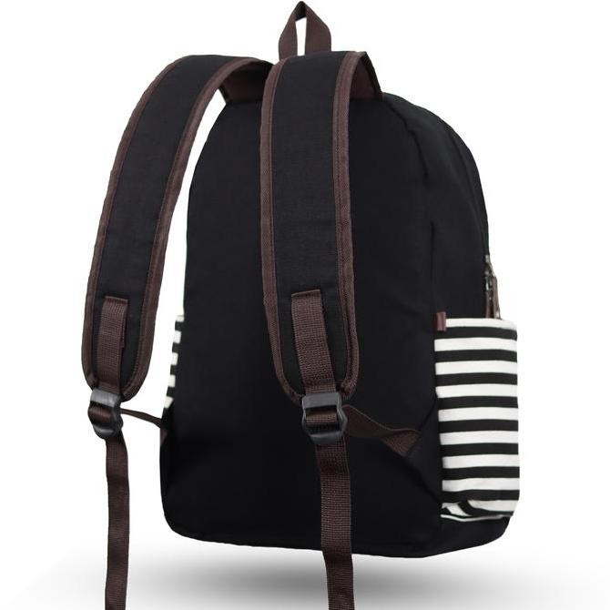 

Miliki Gh-Bag Tas Anak Tas Sekolah Kuliah Kansas Stripe Canvas Backpack Bag Ransel Fashion