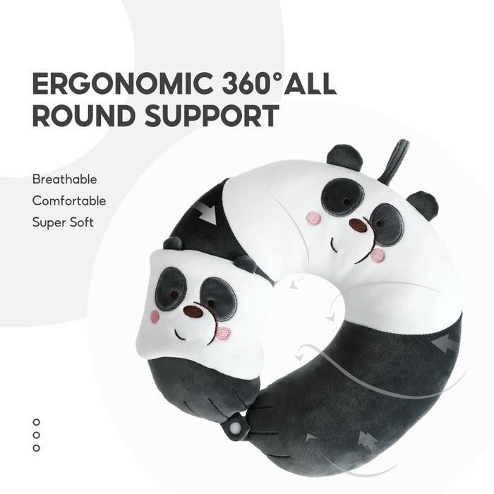 Miniso Bantal Leher Travel Masker Mata Tidur We Bare Bears Bantal Leher Dewasa Bantal Leher Dan Penu