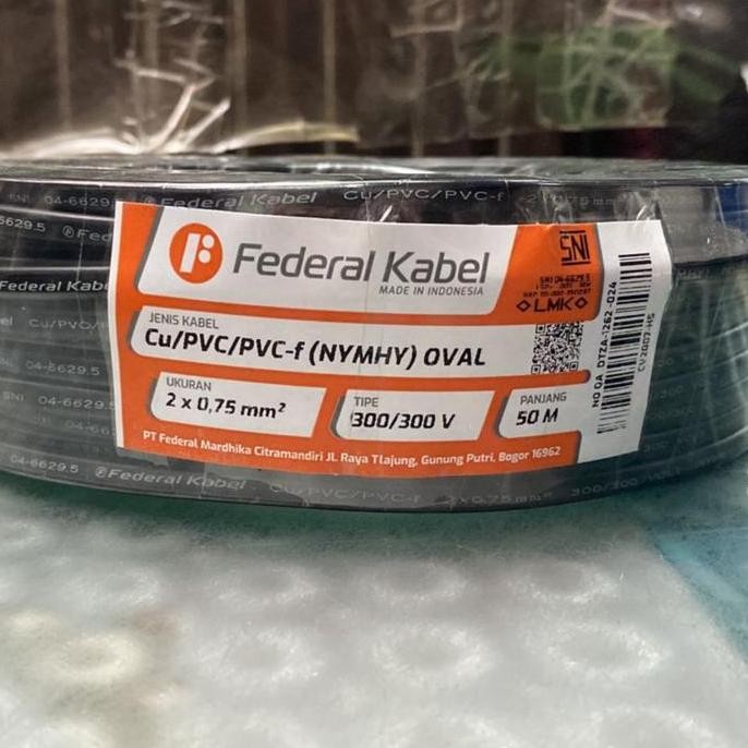 TERMURAH - Kabel Listrik Serabut Oval NYYHY 2x0,75 2x0.75 Federal