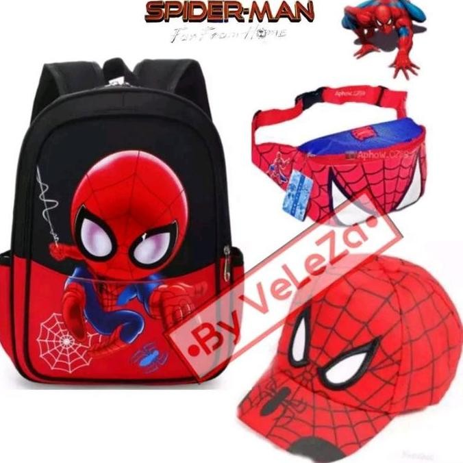 

Miliki Tas Ransel Anak Laki Laki Karakter Spiderman Gratis Waistbag Topi - Tas Anak