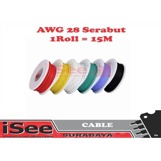 Promo Kabel cable SERABUT AWG 28 AWG28 silicone silikon 28AWG 1 roll 15M COD