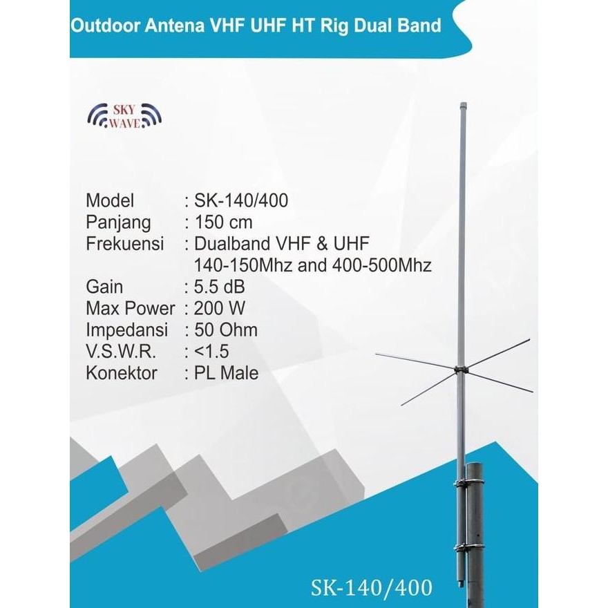 Terlaris Outdoor Antena Vhf Uhf Ht Rig Dual Band Rumah Gudang Kantor Murah