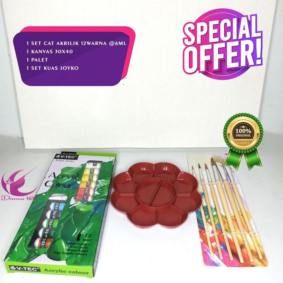 

Paket Lukis E02 Kanvas Kanvas 30x40 Kuas Palet Cat Akrilik