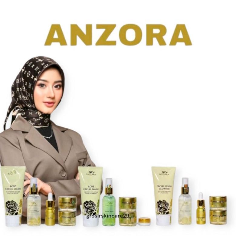 ANZORA SKINCARE PAKET GLOW PEMUTIH WAJAH ACNE JERAWAT PENGHILANG NODA HITAM FLEK DIWAJAH ND8