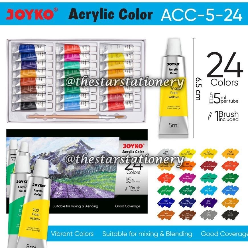 

(1 Set Isi 24 Warna) GROSIR Cat Akrilik Acrylic Joyko ACC-5-24 24 Warna / Cat Air Joyko ACC 5 ML