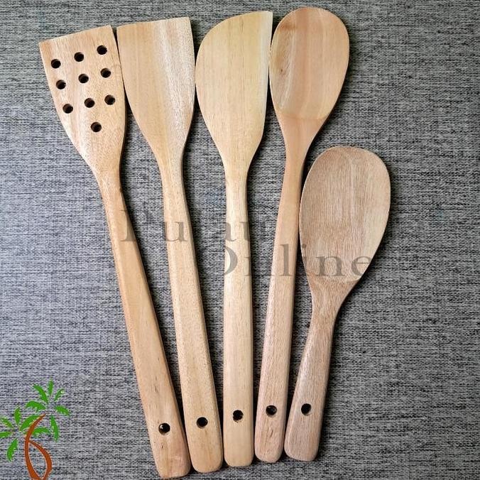 langsung order saja] Sutil Set Isi 5 Kayu Mahoni  - Spatula Set Isi 5 Kayu Sonokeling - Spatula Kayu