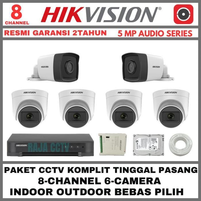 Ms Paket Cctv Hikvision 5Mp 8 Channel 6 Camera Turbo Hd Kamera Cctv Audio Bisa Rekam Video Dan Suara