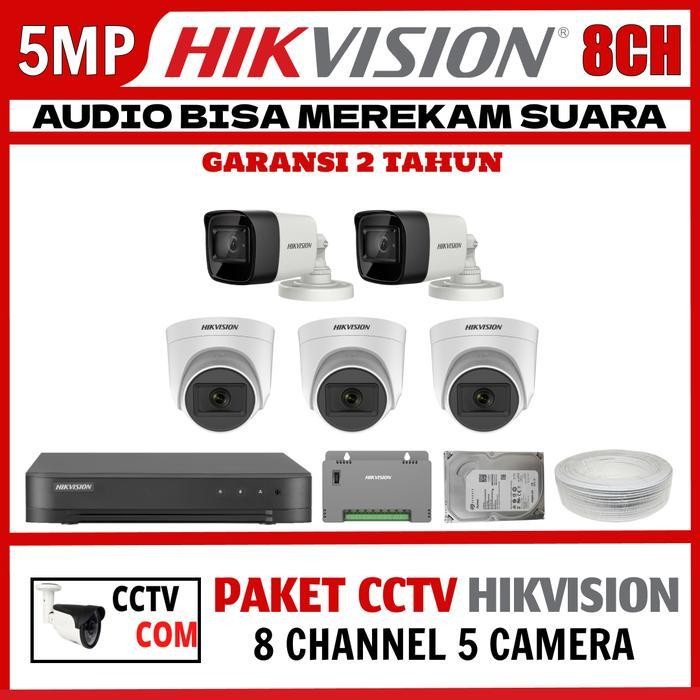 Ms Hikvision Paket Cctv 8 Channel 5 Kamera 5Mp Turbo Hd 2560P Dvr 8 Port Hdtvi Garansi 2 Tahun