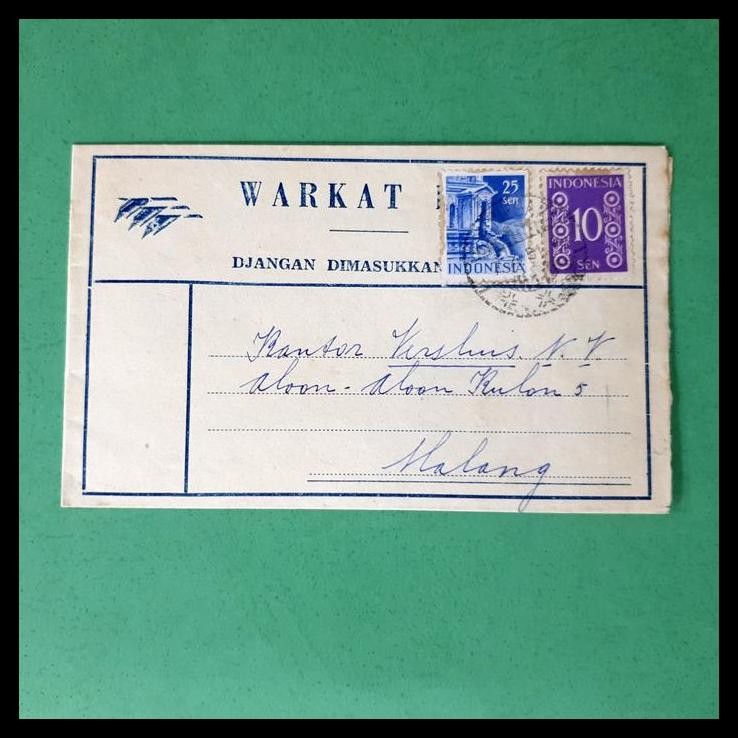 

TERMURAH WARKATPOS DENGAN PRANGKO CANDI & ANGKA SMELT. DJATINEGARA KE MALANG !!